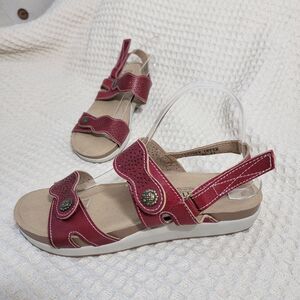L'artiste By Spring Step NEW Globe Sandals Slingback Comfort Red Leather  41 9.5